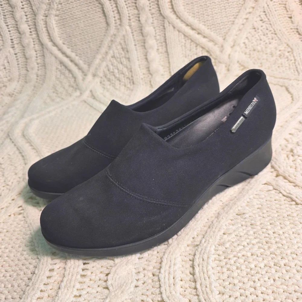 Mephisto Molly‎ GT Gore-Tex Air-Jet Wedge Loafers Black Waterproof Women 7.5